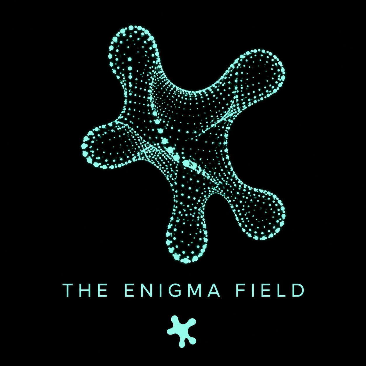 Connected-node concept study with the exact THE ENIGMA FIELD wordmark.